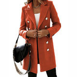 Autumn And Winter Long Sleeve Suit Collar Double Buckle Collar Buckle Coat Double Buckle Suit