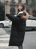 2022 Long Winter Coat Women Hooded Down Parka Ladies New Warm Winter Jacket Women Loose Big Fur Collar Jacket