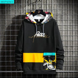 and Autumn New Printed 2021 Men's Hooded Simple Sweatshirt Fashion Trendy Wild Youth Contrasting Color Hoodie