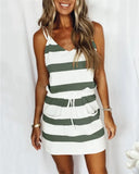 Summer Women's Loose Printed Striped Camisole Long
