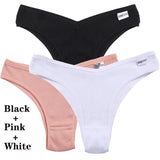 3Pcs Cotton Panties Women's Underwear G-string Comfortable Casual T Back Female V Shaped Waist Thong Intimate