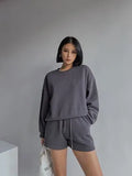 High Quality Hoodies Tracksuits 2 Piece Set Summer Autumn Sweatshirt + Sporting Shorts Outfit Solid Pants