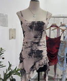 Spice Girls Irregularly Designed Lotus Leaf Edge Ribbon Sling Vest Tie Mesh Folding Top