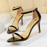Zingj Fashion Ultra High Heel Patent Leather Open Toe With Sandals Summer Sexy Nightclub Women High