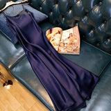 2022 Summer Women Long Satin Slip Dress Spaghetti Strap Elegant Lady Sexy Satin Party Dress Plus Size