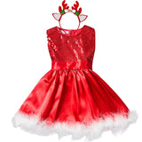 Claus Girls Xmas Party Dress Kids Christmas Dresses New Years Girl Vestido Fancy Christmas Dress Girl Long Sleeves