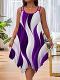 2025 Summer Fashion Swing Shoulder Strap Print Lady Large Size Dress Random