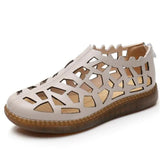 2021 Summer Genuine Leather Hollow Shoes Woman Sandals Casual Sneakers Flat Soft Sole Comfortable Sandals Large