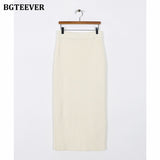 Casual Women Knitted Skirt Set O-neck Full Sleeve Pullovers Elastic Waist Skirts 2021 Autumn Winter Women Sweater