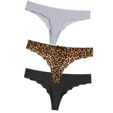 3Pcs Sexy G String & Thongs Women's Set Panties Solid Female Underwear Mid-Rise Silky Ladies Briefs Comfort Seamless