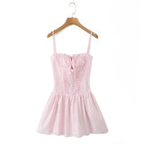 Cami Buttoned Style Pleated Tie Up Mini Dress- Outfit