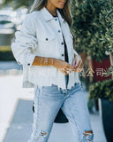 The Ins Winter Street Hipster Versatile Denim Lapel Loose Washer Make Old Female Jacket-Outfit