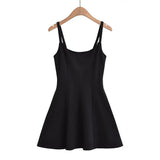 Zingj Fashion Women's Fashion French Temperament Suspender Dress Pure Spice Girl Style Side Neckline Waist Thin Short