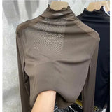 Zingj Anti-Hook Silk Half High Collar Wood Ear Mesh Bottom Shirt Spring New Women's Thin Inside Jacket