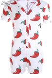 Women Sexy V-Neck Bodycon Bodysuit Casual Printed Button Sleepwear Jumpsuit Shorts Romper Leotard Sexy Ladies Summer Pajamas