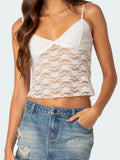 Women Floral Lace Crop Camis Tops Summer Backless Spaghetti Strap Tank Sleeveless Mini Vest for Streetwear