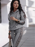 Spring Women's Clothing Hot Fashion Casual Pure Stripe Two Sets Of Sportswear Women's