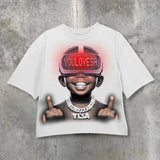Men's T-Shirt Y2K Cotton Man Harajuku Street Hip-Hop Big Eyes Mouth Pattern Printing Super Classic 211-1-Outfit