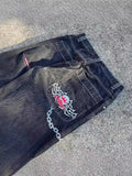 Jeans Vintage Hip-Hop Baggy Jeans Menswear Gothic Trousers With High Waist And Wide Legs 211-0-Outfit