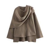 Autumn Women's Asymmetric Scarf Short Knitted Coat W063