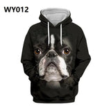 Autumn Mens Hoodies with Cap 3D Digital Dog Pet Print Long Full Sleeves Casual Hip Hop Counple Women Clothes Front