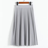 and Autumn New Fashion Women's High Waist Pleated Solid Color Half Length Elastic Skirt Promotions Lady Black