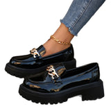 British Wind Black Leather Shoes Women 2025 Summer New Thick Soles Pedal French Lefu