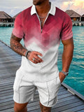 Zipper Lapel Shirts And Pockets Shorts Suits Mens Summer Outfits Fashion Streetwear Vintage Printed Two Piece Sets