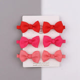 Sweet Mini Bows Hair Clips For Cute Girls Solid Ribbon Hairpins Boutique Barrettes Headwear Kids Hair Accessories