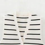 Women's Street Fashion Urban Leisure Knitted Striped Vest Vest Sweater