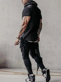 Male Short Sleeve Pullover Streetwear 2022 Summer Casual Loose Hoodies Sweatshirt For Men Fashion Pattern Print Hooded
