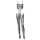 Women Summer Sexy Party Club Hollow Out Bodycon Soild Colot Jumpsuit Overall Playsuit 2022 Female Clothing