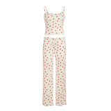 Strawberry Printed Tank Top And Straight Leg Pants Pyjamas Two Piece Set-Outfit