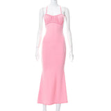 Dress Women Outfits 2022 Summer Halter Neck Backless Ankle-length Wedding Party Dresses Sexy Off Shoulder Bodycon
