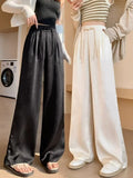 Chinese Style Wide-Legged Trousers 2024 New Spring And Autumn Style Straight Tube Pear-Shaped Satin Small Foreign Style Casual