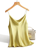 Silk Tank Tops Female 2021 Summer Sexy Strap Basic Spaghetti Strap Tops Women Sleeveless Camisole Camis Vest Black