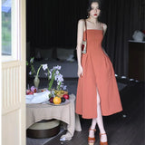New Elegant Spaghetti Strap Midi Dress Women Sexy Bodycon Party Birthday Holiday Beach Fashion