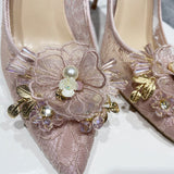 black flower decoration pointed toe 12cm 10cm 8cm high heels work party shallow fashion elegant women pumps SJ005