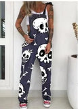 Summer Sleeveless European and American Leisure Loose Fashion Temperament One-Piece Printed Skull