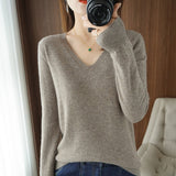 Sweaters Women Casual V-neck Solid Jumpers Pullovers Spring Autumn Womens Sweater Cashmere Knitwear Bottoming
