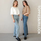 2021 Woman Long Jeans 115 cm High Waist Overlength Jeans Side Split Denim Pants Female