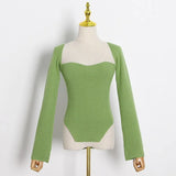 Fashion Women's Sweater Square Collar Waist Long Sleeve Irregular Pink Bottom Knitted Pullovers Spring 2023 New