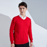 Zingj And Winter New Men's V Collar Loose Large Size Gentleman Sleeve Long Sleeve Sweater Middle-Aged Knit Chicken Heart Collar Bottom Shirt-Outfit