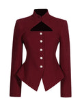 Zingj Sexy Wind Suit Jacket Female Autumn 2024 The New Standing Collar Hollow High Sense Long Sleeve Women's Small