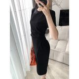 2021 Women Summer Bodycon Dresses Female High Waist Elegant Fashion Slit Knee-Length
