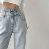 High Waisted Straight Jeans Fashion Women Clothing Cargo Pants Boyfriend Streetwear Y2K Girls Baggy Full Length