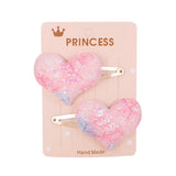 Glitter Cartoon Cartoon Love Heart Crown Hair Clips For Girls Handmade Hairpins Boutique Barrette Kids Hair