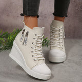 New Large-Size High-Bang Canvas Shoes Women's Pine Cake Thick Bottom Heel Single Shoes Women Increase The Height Of Thin Fashion Single Shoes