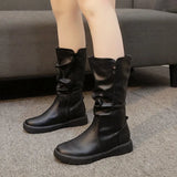 Zingj And Winter New Vintage Plus Velvet Warm Women's Middle Tube Boots Side Zipper Martin Boots Casual Plus Size Knight Boots Women- Outfit