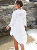 Bikini Cover-ups Long White Tunic Casual Summer Beach Dress Elegant Women Plus Size Beach Wear Swim Suit Cover